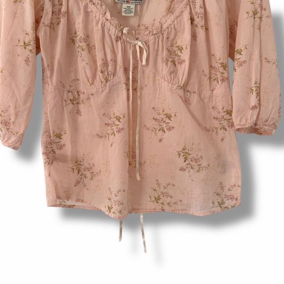 Ralph Lauren Floral Milkmaid Renaissance Babydoll Top Soft Girl Ruffles Medium - Picture 5 of 10
